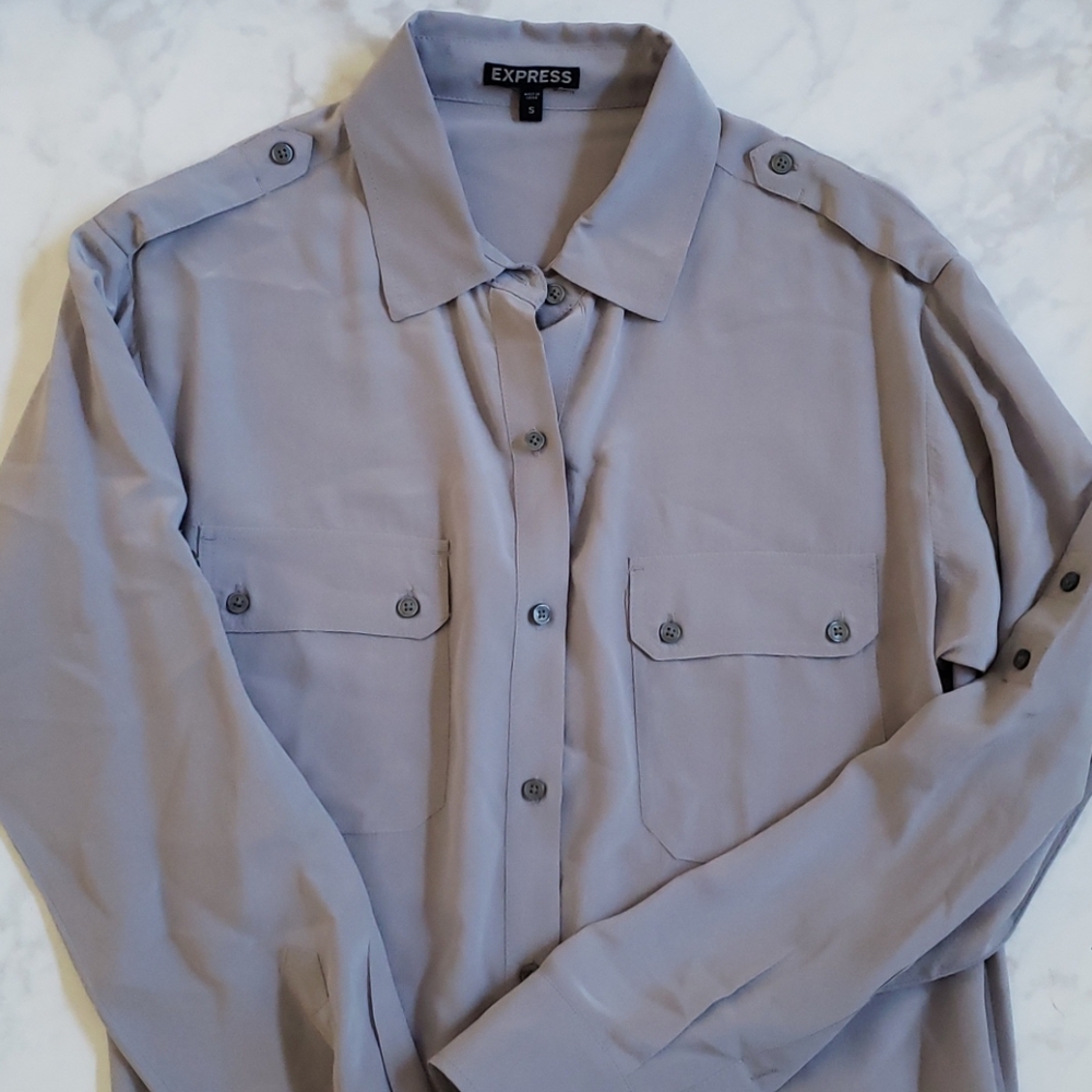 Express gray button down tunic